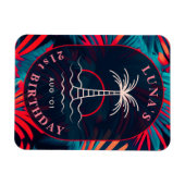 誕生日ビーチパーティーパーム離れツリーサンセット マグネット (横)