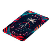 誕生日ビーチパーティーパーム離れツリーサンセット マグネット (左側)