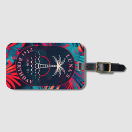 誕生日ビーチパーティーパーム離れツリーサンセット ラゲッジタグ