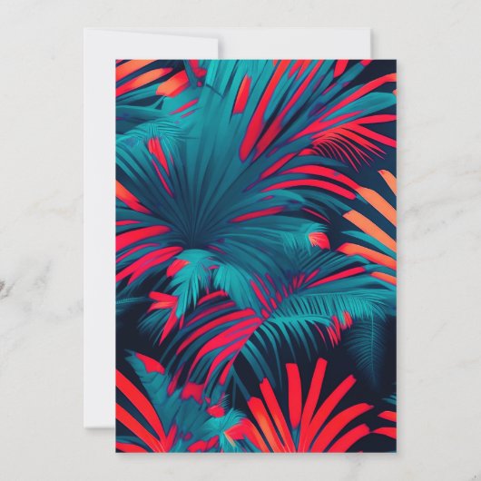 誕生日ビーチパーティーパーム離れツリーサンセット 招待状 (裏面)