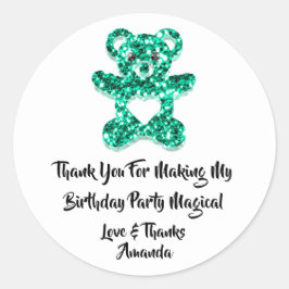 誕生日ビーフミントグリーンハートベビースウィートベア ラウンドシール