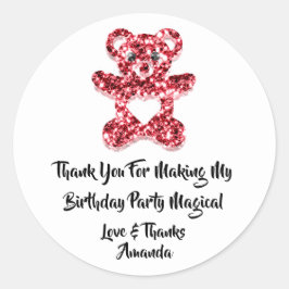 誕生日ビーフレッドグリッターハートベビースウィートベア ラウンドシール