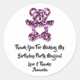 誕生日ビープパープルハートベビースウィートベア ラウンドシール