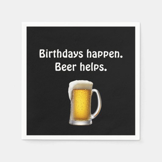誕生日ビールオンブラック スタンダードカクテルナプキン (正面)