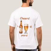 誕生日ビールカスタム年齢Tシャツ Tシャツ (裏面)