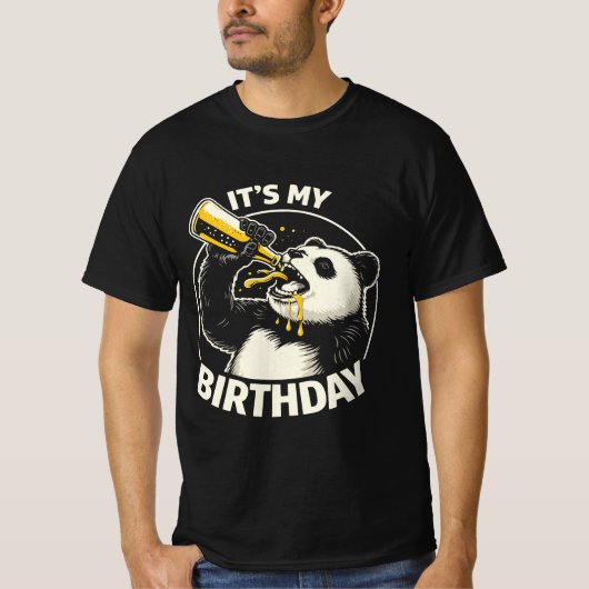 誕生日ビールパンダ Tシャツ (正面)