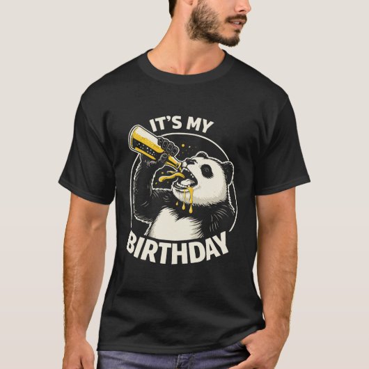 誕生日ビールパンダ Tシャツ (正面)