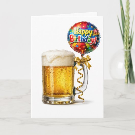 誕生日ビールマグ パーティー風船付き カード (正面)