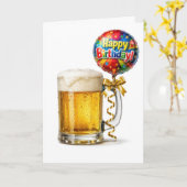誕生日ビールマグ パーティー風船付き カード (黄色い花)