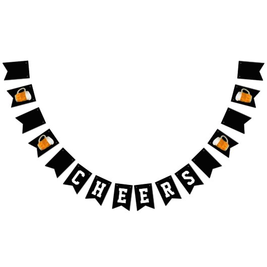 誕生日ビール応援ブラック バンティングフラッグ (全)