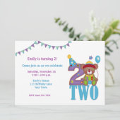 誕生日ピエロベアツー誕生日招待状 招待状 (スタンド正面)