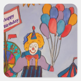 誕生日ピエロ スクエアシール