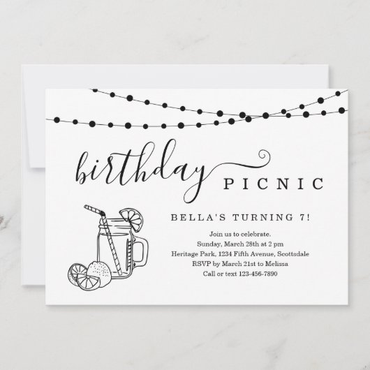 誕生日ピクニックパーティの招待状 招待状 (正面)