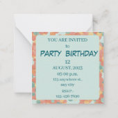 誕生日ピクニック　かわいいレトロスタイル ノートカード (裏面)