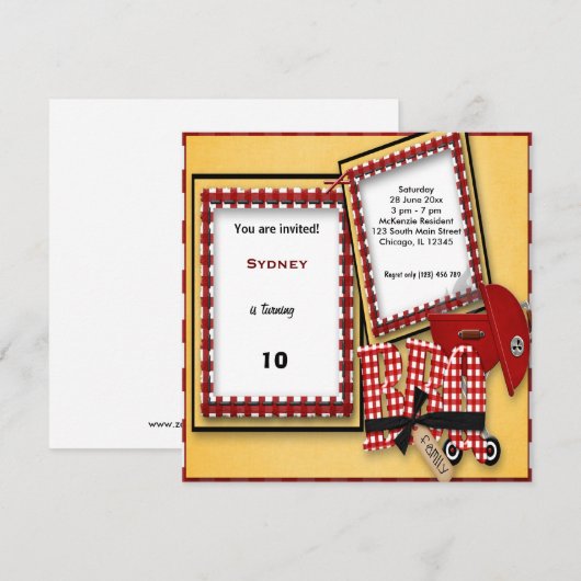 誕生日ピクニック 招待状 (正面/裏面)