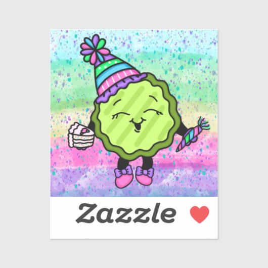 誕生日ピクル |ピンクと紫の誕生日帽子 シール (シート)