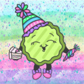 誕生日ピクル |ピンクと紫の誕生日帽子 シール (正面)