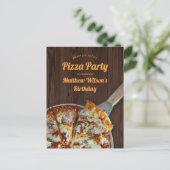 誕生日ピザパーティー 木製のポストカード ポストカード (スタンド正面)