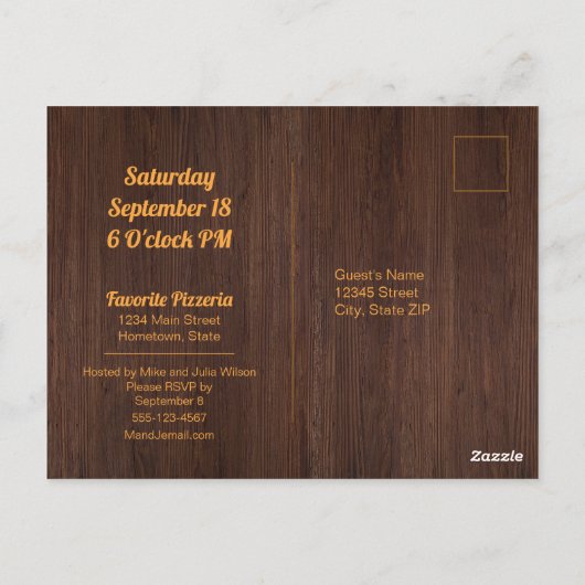 誕生日ピザパーティー 木製のポストカード ポストカード (裏面)