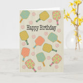 誕生日ピックボールのラケットとボール カード (黄色い花)