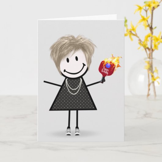 誕生日ピックボールスティックフィギュア カード (黄色い花)