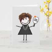 誕生日ピックボールスティックフィギュア カード (黄色い花)