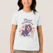 誕生日ピットブルドッグ可愛賛美い トライブレンドＴシャツ (正面)