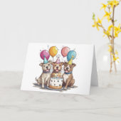 誕生日ピットブルドッグ カード (黄色い花)