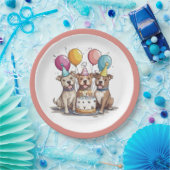 誕生日ピットブルドッグ ペーパープレート (パーティー)