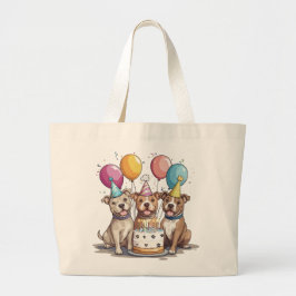 誕生日ピットブルドッグ ラージトートバッグ