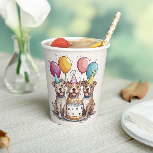 誕生日ピットブルドッグ 紙コップ (インサイチュ)