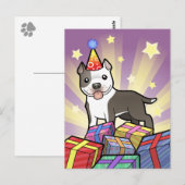 誕生日ピットブル/アメリカ（犬）スタッフォードテリア ポストカード (正面/裏面)