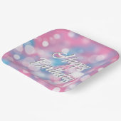 誕生日ピンクとアクア《写真》ぼけ味パーティー灯 ペーパープレート (傾斜あり)