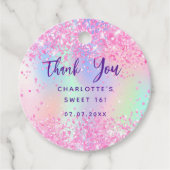 誕生日ピンクのホログラフィ感謝していックユー フェイバータグ (正面)