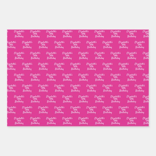 誕生日ピンクの名前女の子 ラッピングペーパーシート (正面)