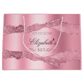 誕生日ピンクの瑪瑙エレガント名 ラージペーパーバッグ (正面)