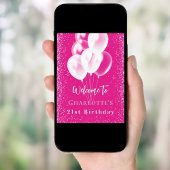 誕生日ピンクの白いバルーンへようこそ ポスター