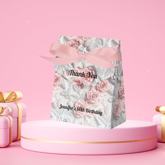 誕生日ピンクの白い花 フェイバーボックス