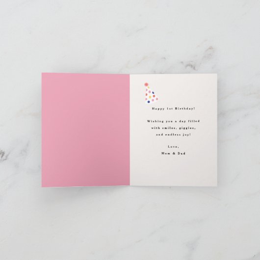 誕生日ピンクの金ゴールド カード (内部)