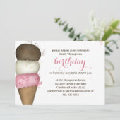 誕生日ピンクアイスクリーム書道スクリプト 招待状 (スタンド正面)