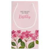 誕生日ピンクアジサイイラストレーション スモールペーパーバッグ (裏面)