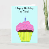 誕生日ピンクカップケーキバルーン カード (正面)