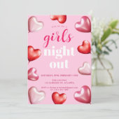 誕生日ピンクガーリーかわいい女の子ナイトアウトパーティー 招待状 (スタンド正面)