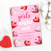 誕生日ピンクガーリーかわいい女の子ナイトアウトパーティー 招待状