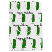 誕生日ピンクグラス付きピクルス ミディアムペーパーバッグ (正面)