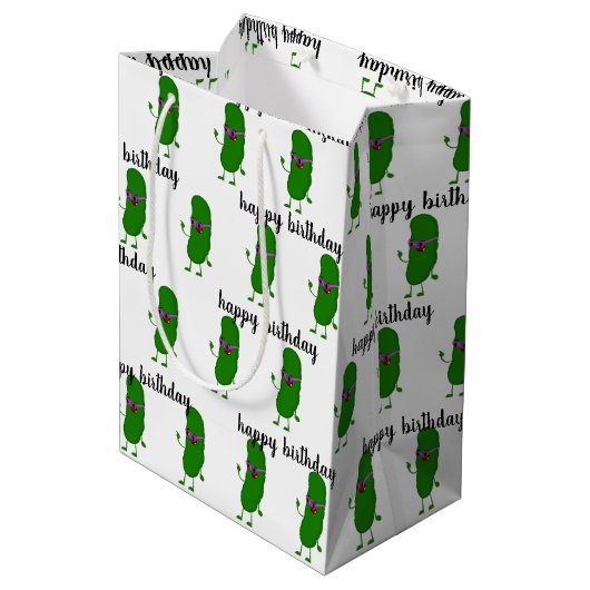 誕生日ピンクグラス付きピクルス ミディアムペーパーバッグ (裏面アングル)