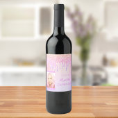 誕生日ピンクグリッターはホログラフィックフォトを乾燥させる ワインラベル