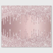 誕生日ピンクグリッタードリップスパークルほこりっぽいバラ ラッピングペーパー (フラット)