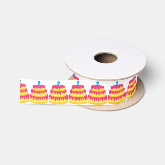 誕生日ピンクケーキ2 サテンリボン (リール)