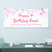 誕生日ピンクスターブラシパーソナライズされたスクリプト 横断幕 (トレードショー)